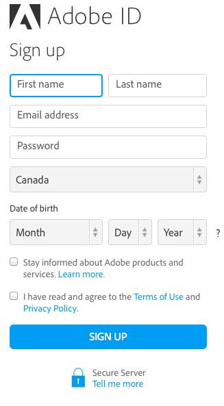 iscrizione adobe ID