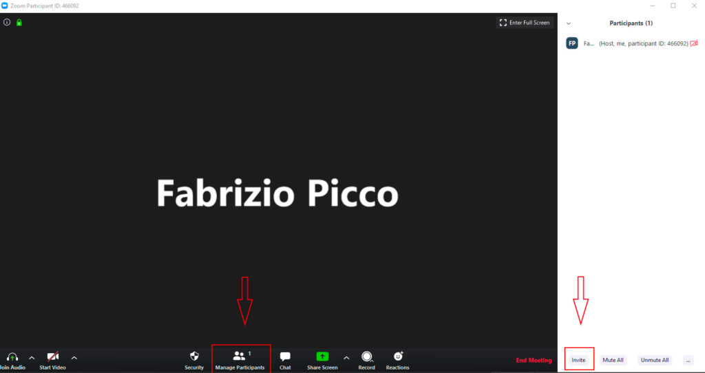 invitare persone zoom pc