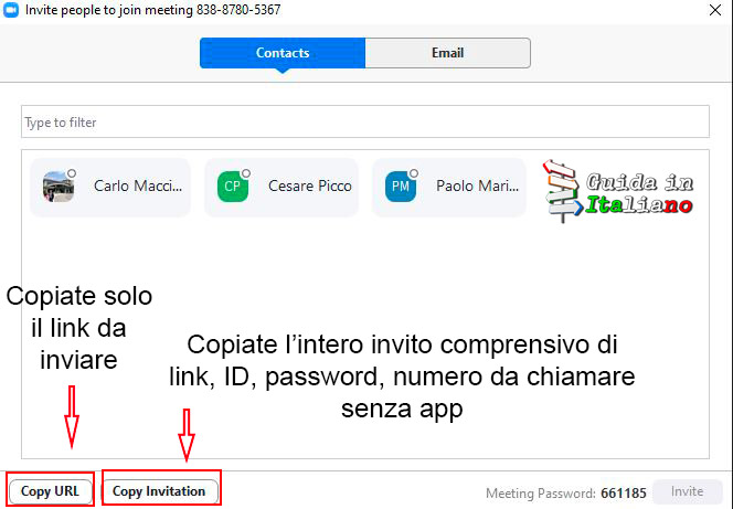 invito zoom pc