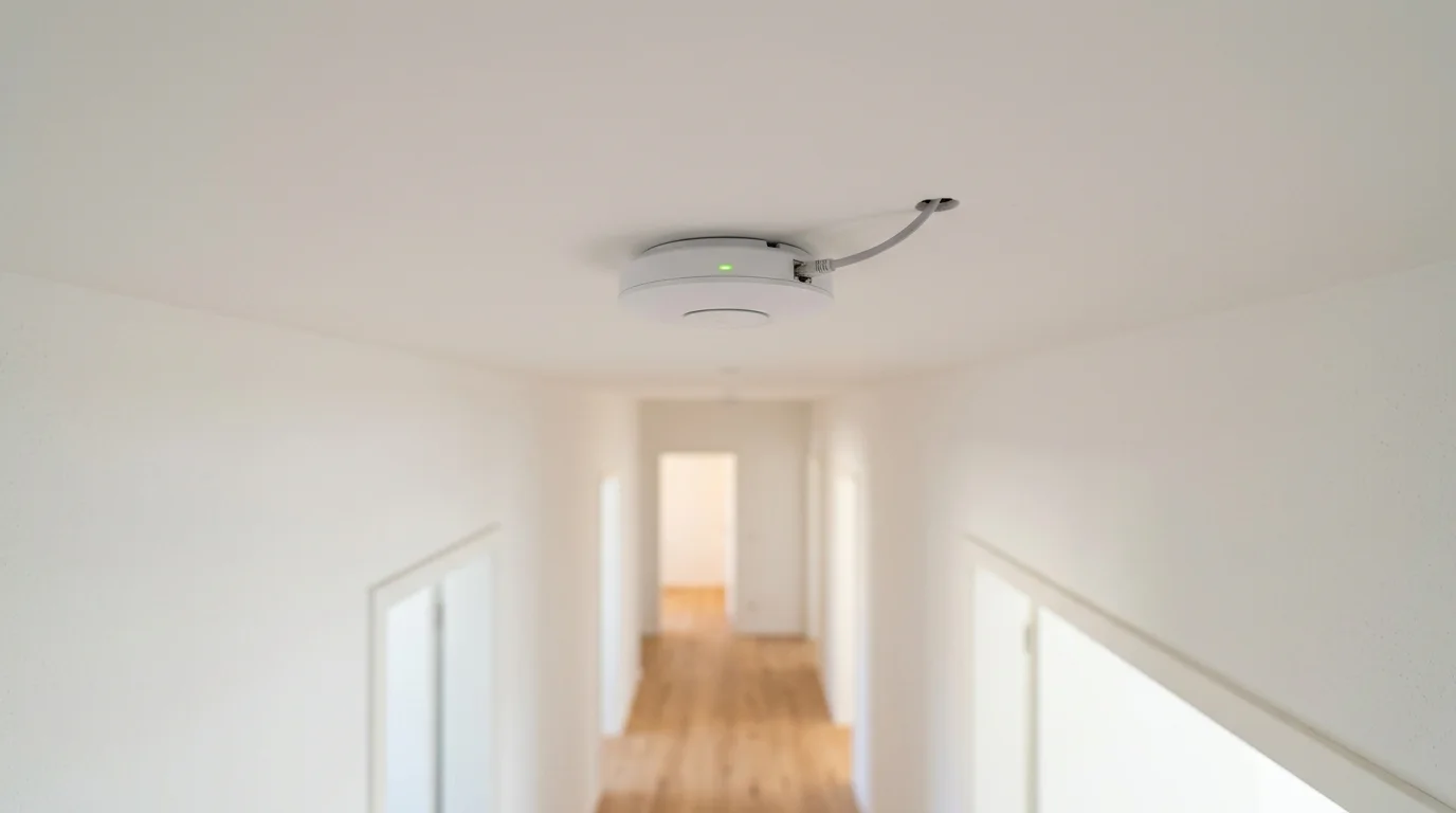 Illustrazione: un access point a soffitto collegato con il solo cavo di rete