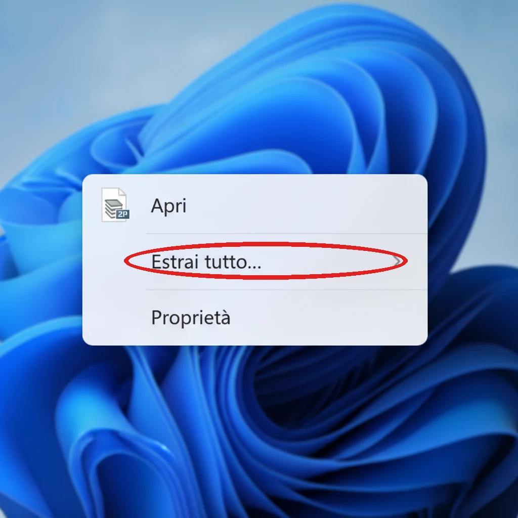 Il menu che compare col clic destro su un file RAR in Windows 11: la voce «Estrai tutto...»