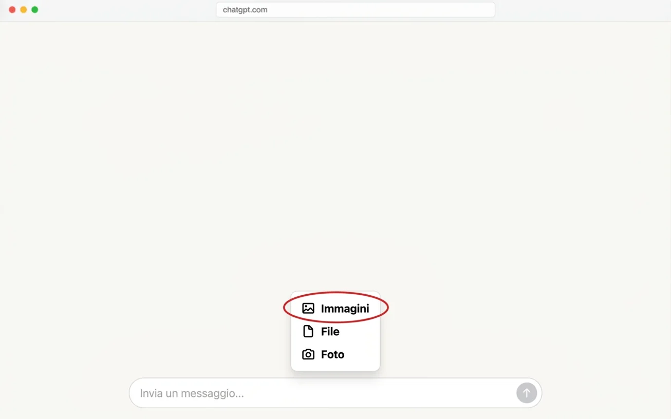 La chat di ChatGPT con il menu Altro aperto e la voce Immagini in evidenza (illustrazione ricostruita)