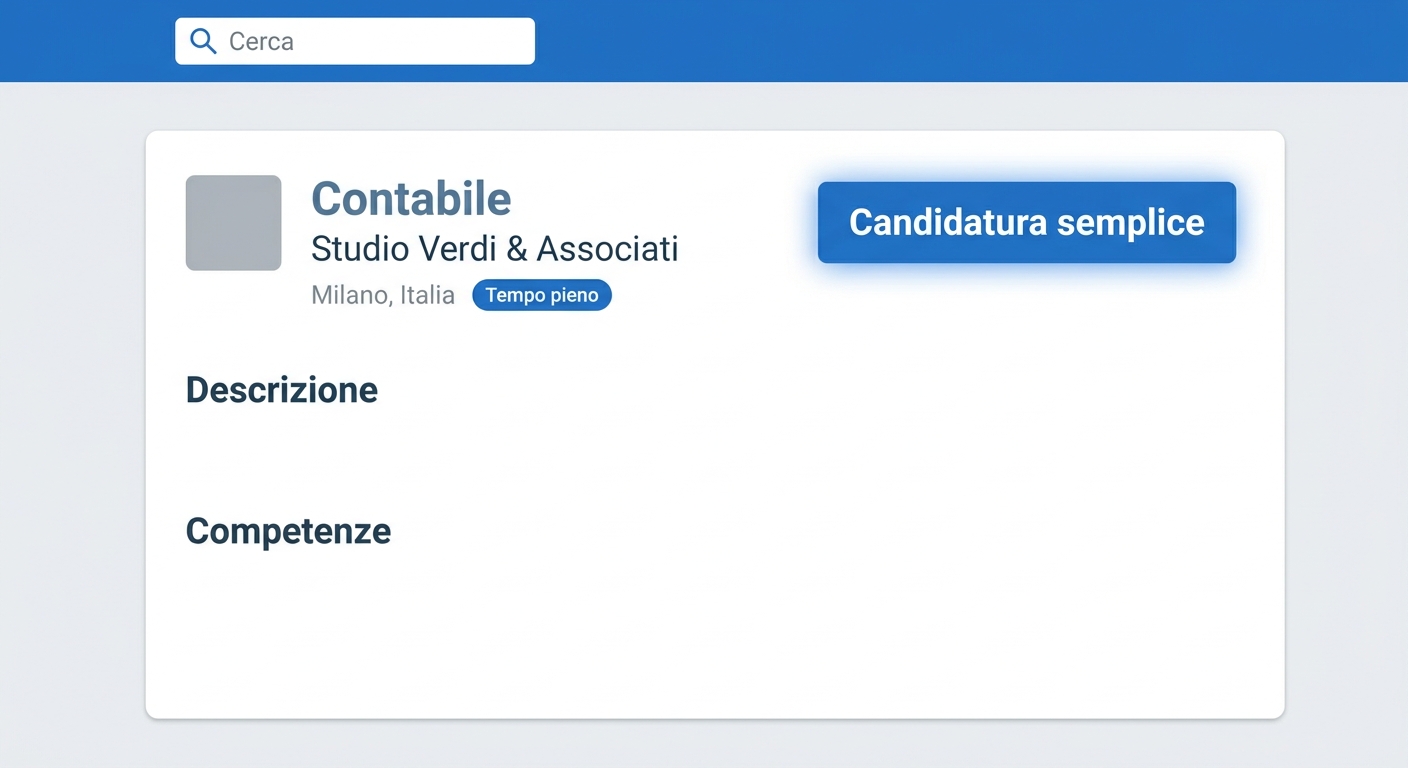 La pagina di un annuncio di lavoro con il bottone «Candidatura semplice» (illustrazione ricostruita, non uno screenshot reale)
