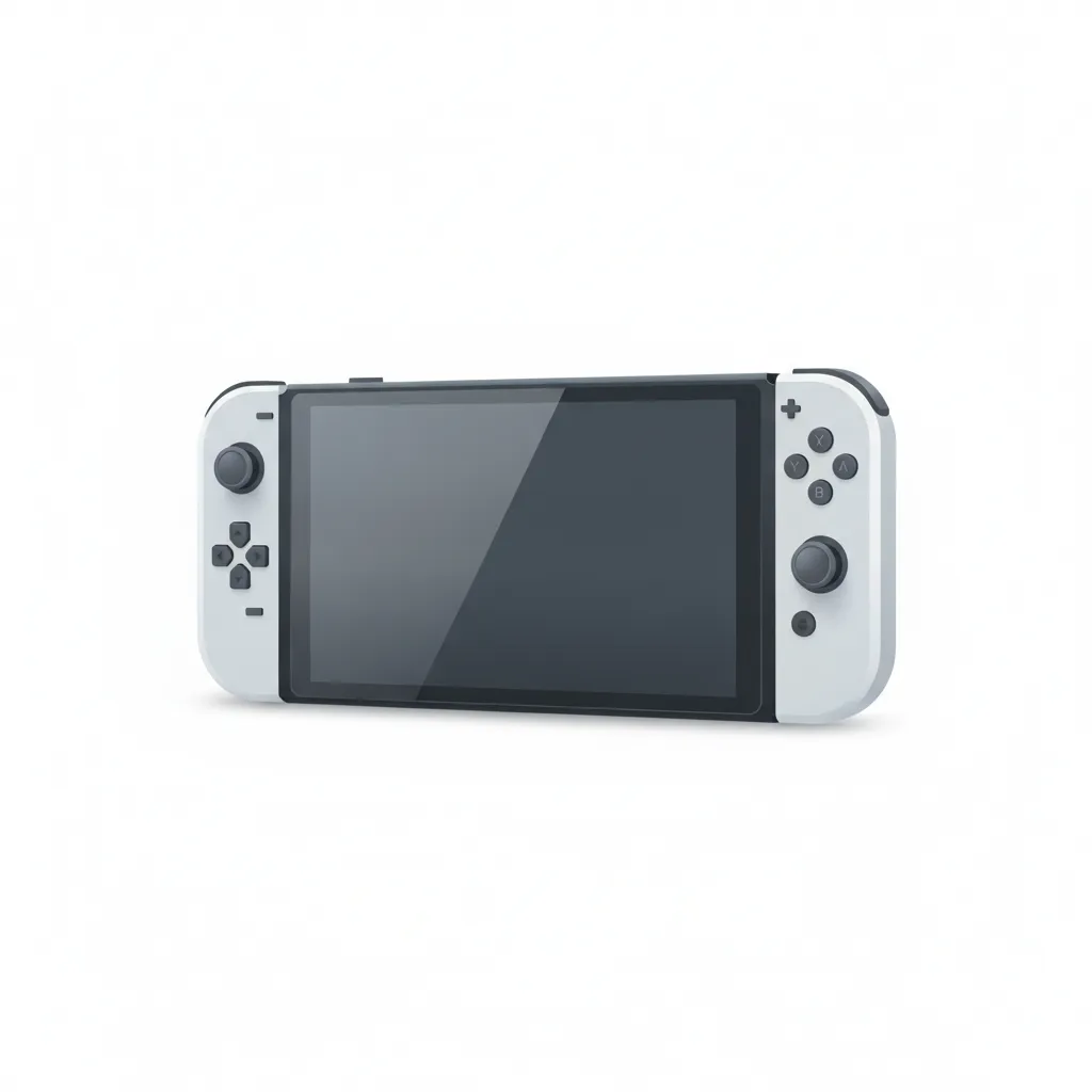La console Switch 2 aperta, con lo schermo e i Joy-Con 2 agganciati ai lati (illustrazione ricostruita, non una foto ufficiale Nintendo)
