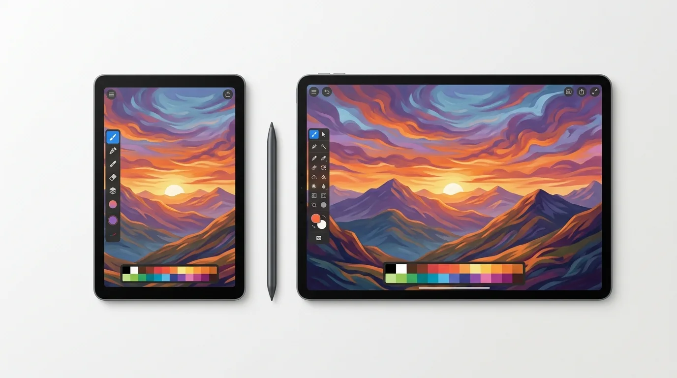 Illustrazione: due tablet di dimensioni diverse con la stessa app affiancati