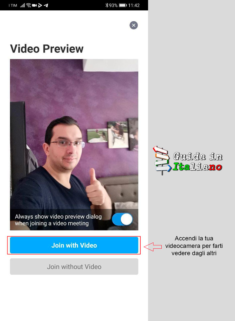 abilitare video zoom android